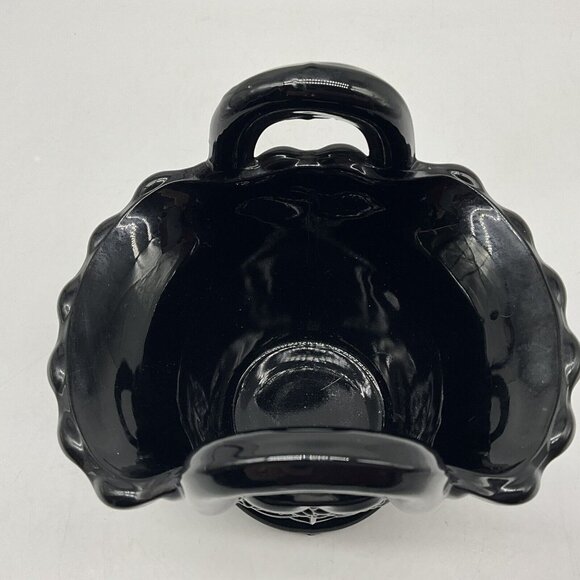 Dugan Diamond Black Amethyst Glass Basket with Double Handles MCM Collectible - Picture 14 of 15